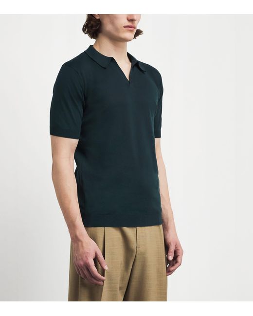 John Smedley Green Sea Island Cotton Noah Polo Shirt for men