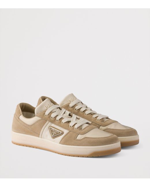 Prada Brown Suede And Re-Nylon Downtown Sneakers for men