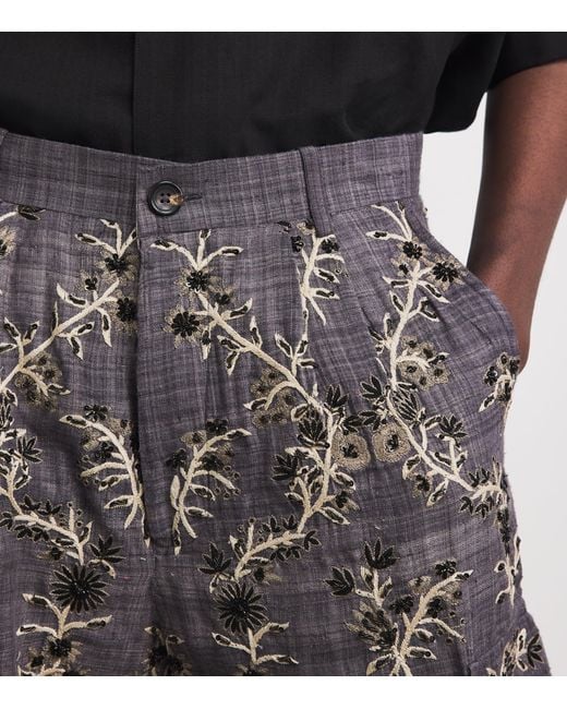 Kartik Research Gray Silk Embroidered Shorts for men