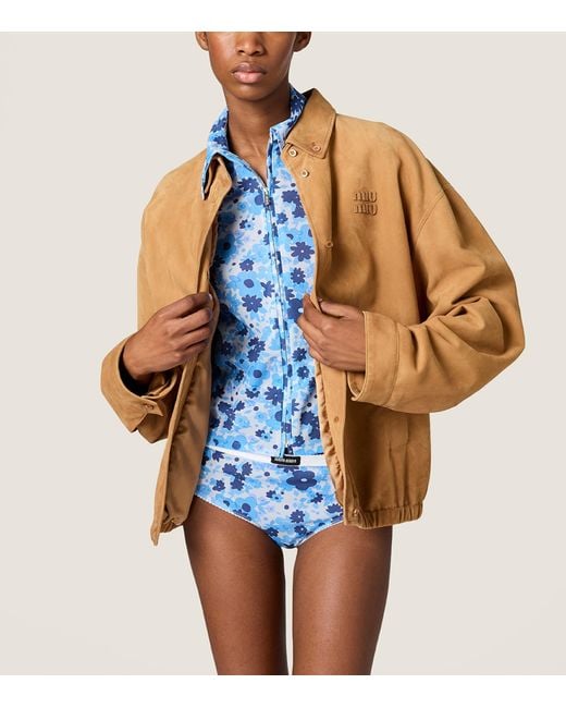 Miu Miu Blue Floral Print Bikini Briefs