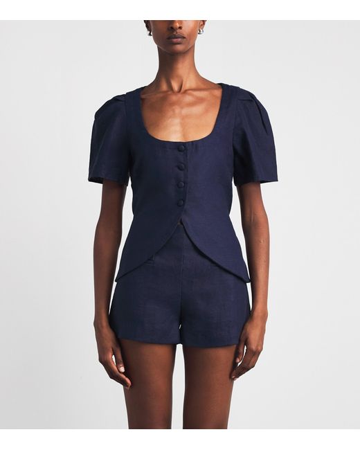 Faithfull The Brand Blue Linen Emma Vest