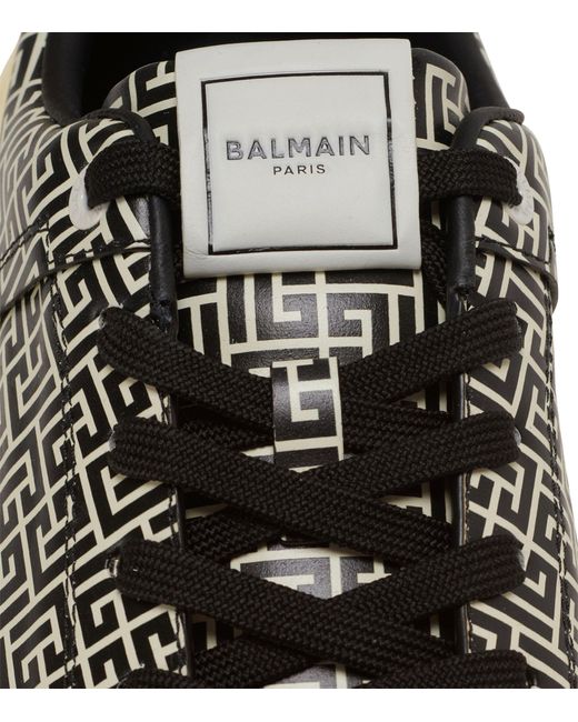 Balmain Brown Leather Logo B-court Flip Sneakers for men