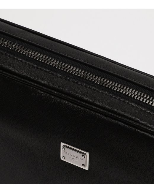Dolce & Gabbana Black Leather Roma Pouch for men