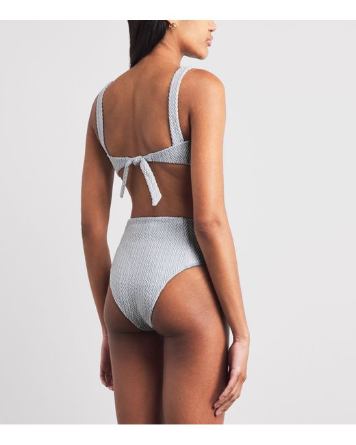 Devon Windsor White Herringbone Malia High-Waist Bikini Briefs