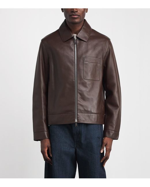 Yves Salomon Brown Lambskin Zip-Up Jacket for men