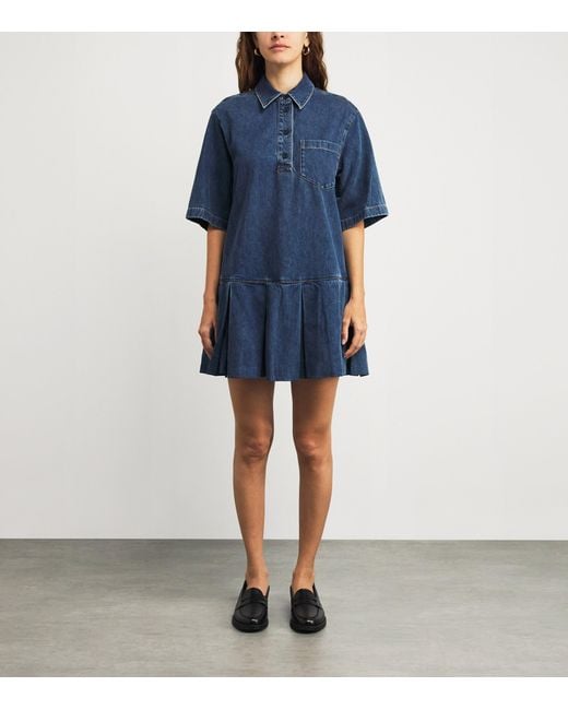 FRAME Blue The Tennis Denim Mini Dress