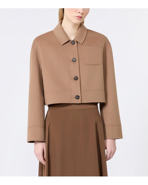 Max Mara Brown Virgin Wool Cropped Jacket