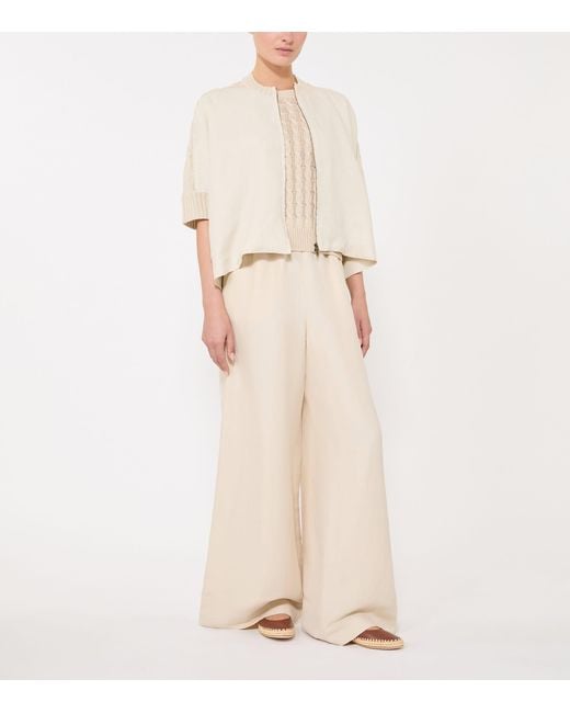 Max Mara Natural Linen Eresia Zip-Up Cardigan