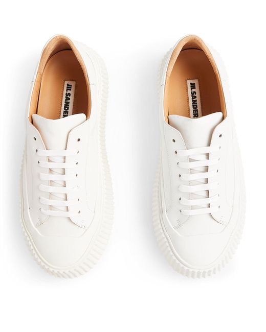 Jil Sander White Leather Flatform Low-top Sneakers