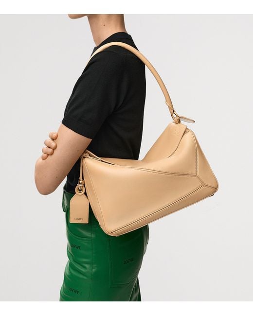 Loewe Natural Medium Leather Featherlight Puzzle Top-Handle Bag