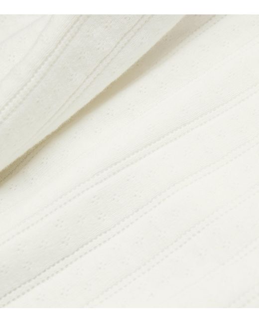 Leset White Rib-Knit Pointelle T-Shirt
