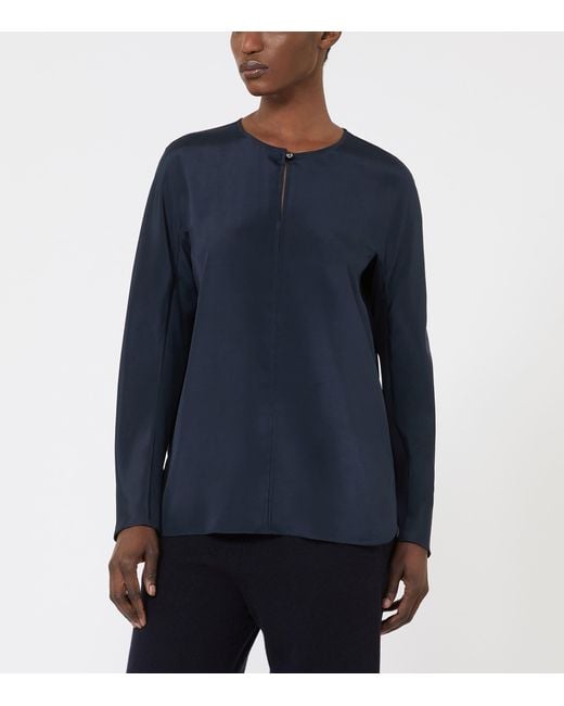 Max Mara Blue Stretch-Silk Blouse