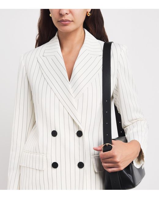 Sandro White Stripe Double-Breasted Blazer