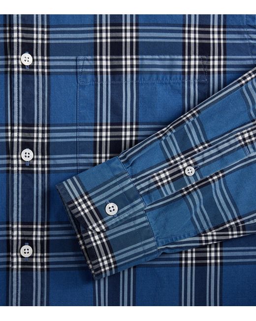 Dunhill Blue Cotton Check Print Shirt for men