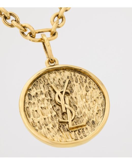 Saint Laurent Metallic Cassandre Medallion Necklace for men