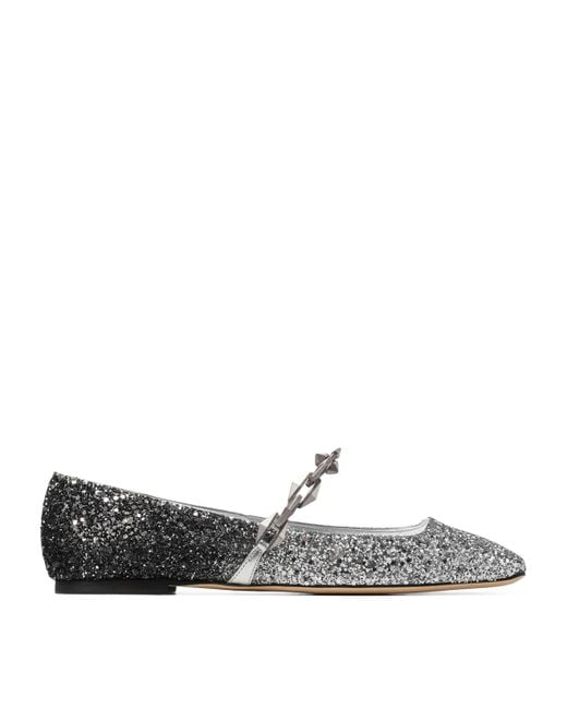 Jimmy Choo Black Diamond Tilda Glitter Ballet Flats