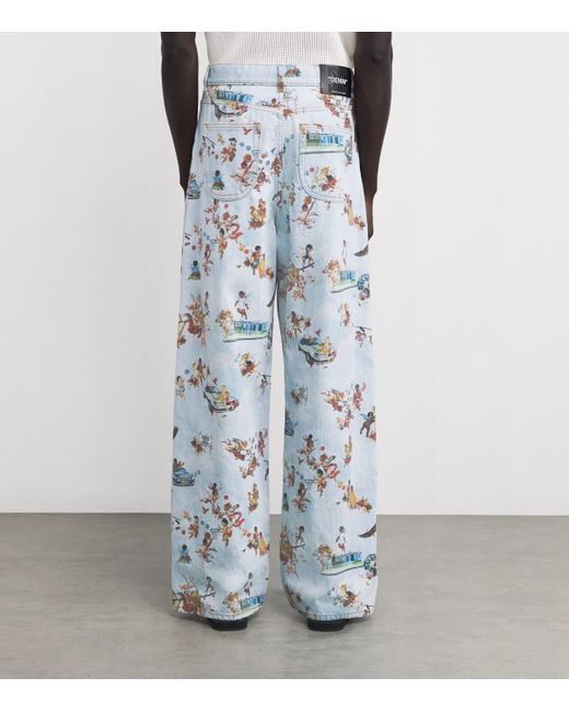 Off-White c/o Virgil Abloh Blue Fresco Print Straight Jeans for men