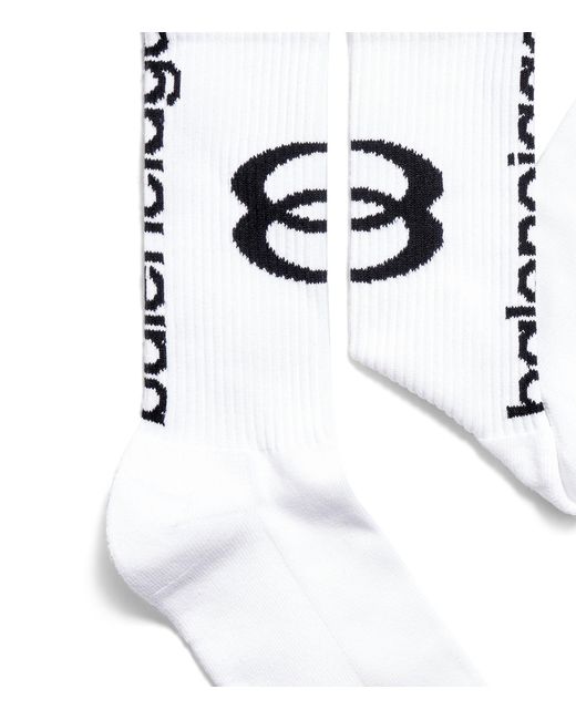 Balenciaga White Cotton Logo Socks for men