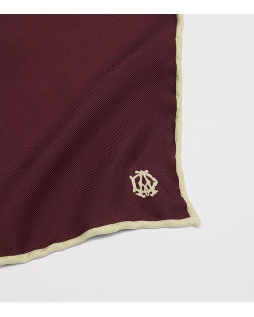 Dunhill Purple Mulberry Silk Cypher Logo Pocket Square for men