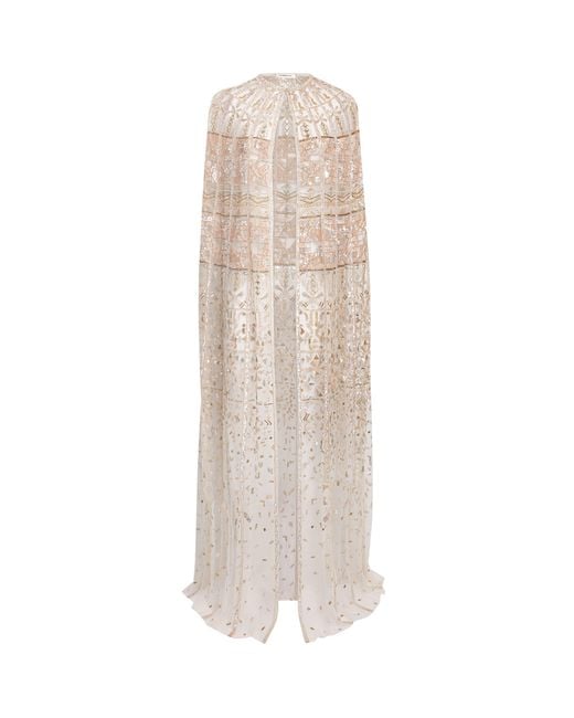 Zuhair Murad Natural Embellished Cape