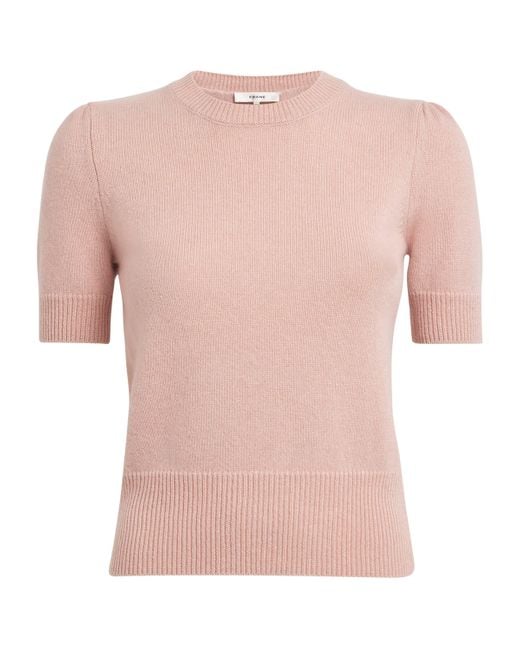 FRAME Pink Cashmere Short-Sleeve Sweater