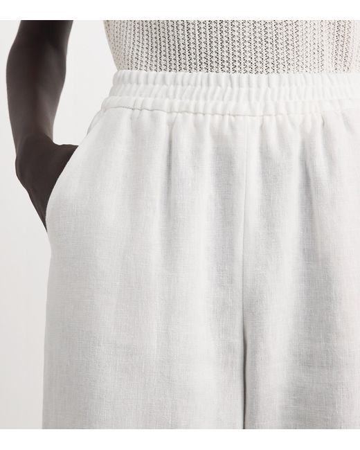 Eleventy White Linen Elasticated Trousers