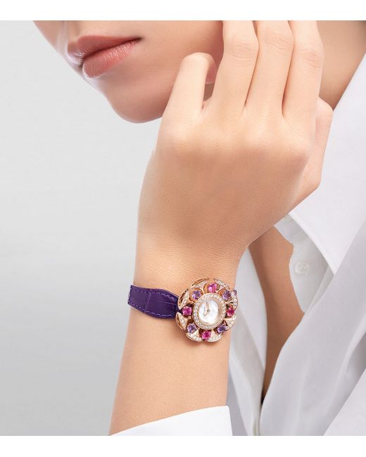 BVLGARI White Rose, Diamond, Amethyst And Rubellite Divas' Dream Watch