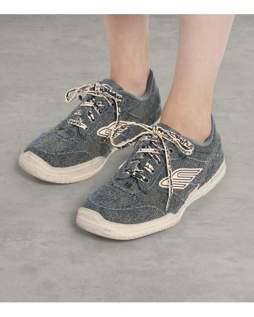 Balenciaga Green Denim Hamptons Sneakers