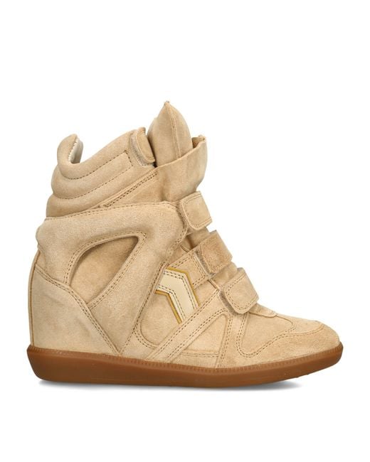 Isabel Marant Natural Suede Bekett Wedge Sneakers 50