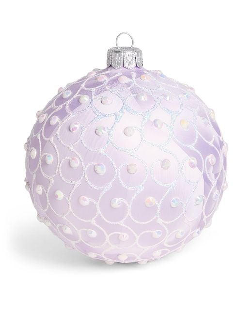 Harrods Purple Faux Pearl And Glitter Swirl Bauble
