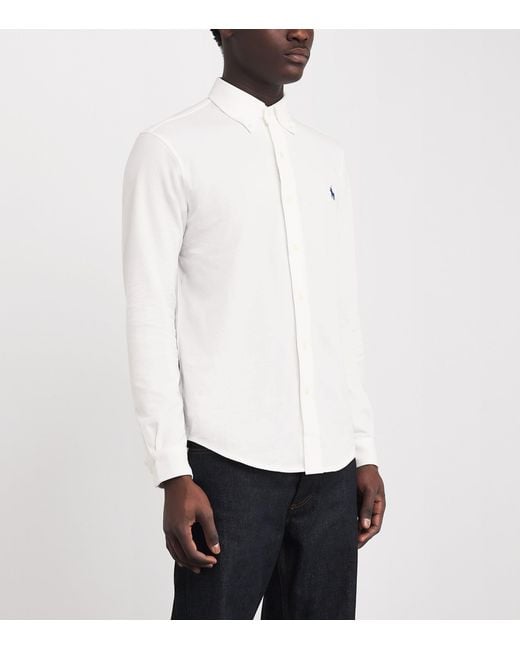 Polo Ralph Lauren White Cotton Textured Polo Shirt for men
