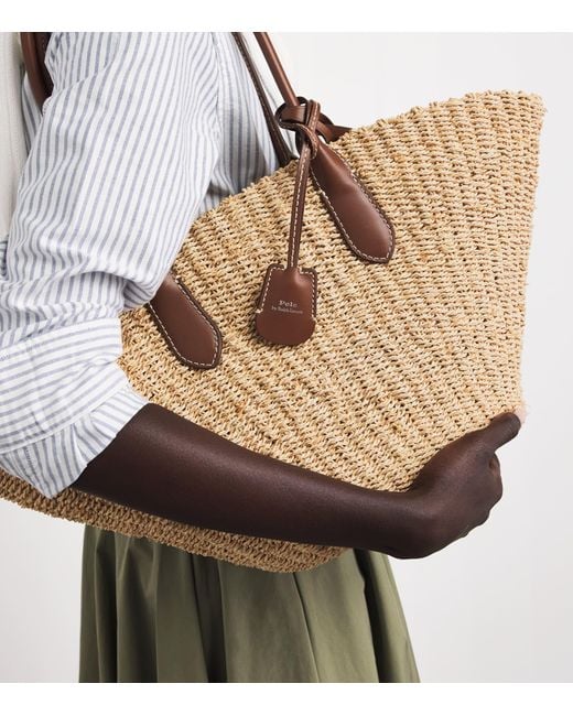 Polo Ralph Lauren Natural Medium Raffia Tote Bag