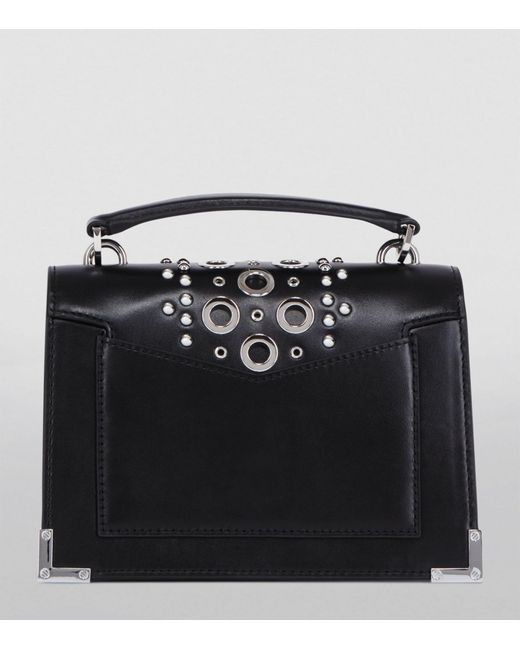 The Kooples Black Leather Embellished Emily Shoulder Bag