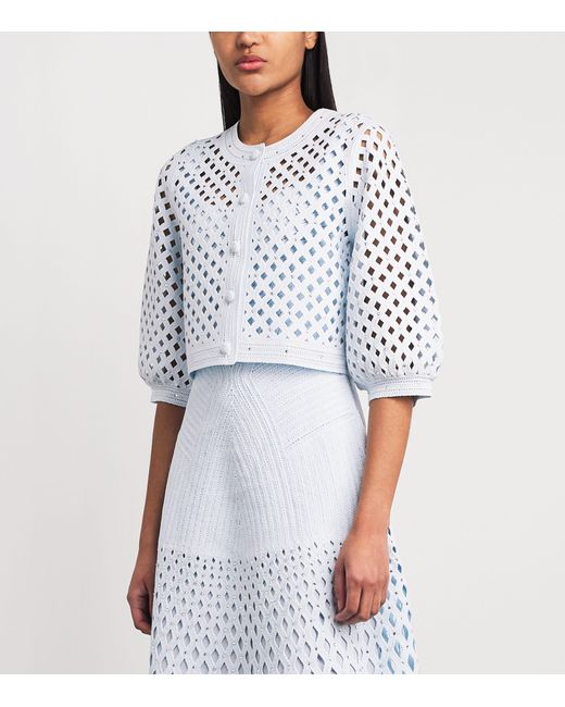 Maje White Embellished Crochet Cardigan