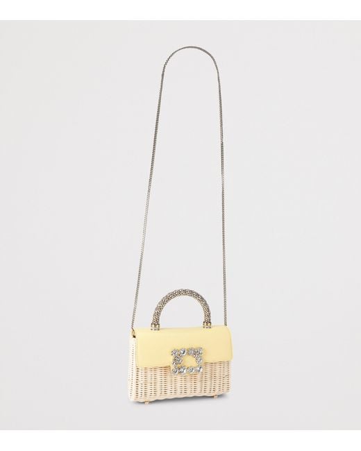 Roger Vivier Metallic Mini Rattan Top-Handle Bag