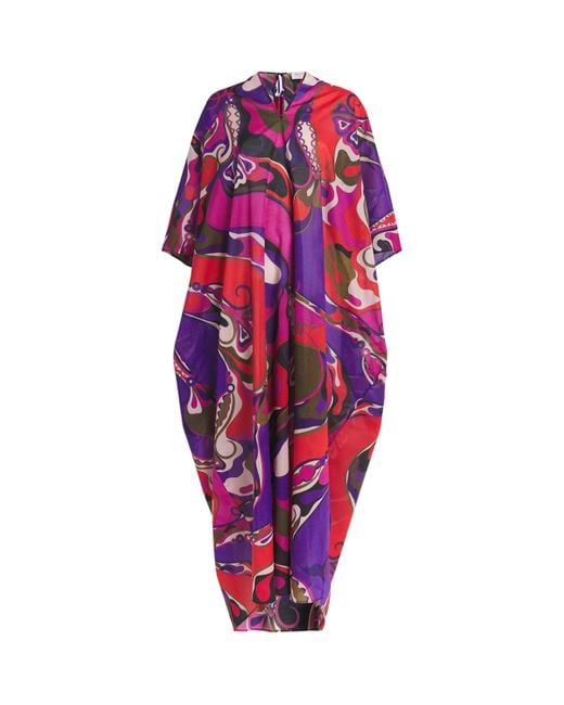 Emilio Pucci Red Cotton Kaftan Maxi Dress