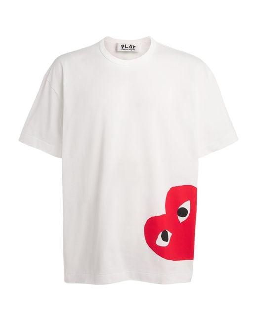COMME DES GARÇONS PLAY White Cotton Oversized Bottom Heart T-Shirt for men