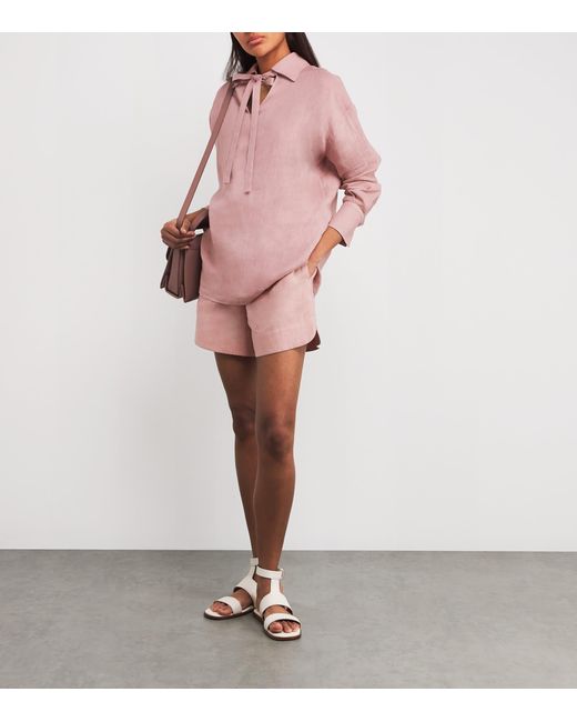 Eleventy Pink Linen Drawstring Shorts