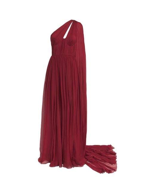 Zuhair Murad Red Silk Ruched Gown