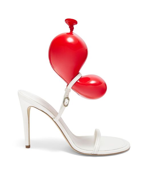 Loewe White Leather Balloon Sandals 100