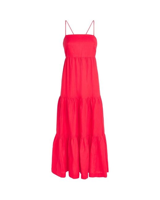 Heidi Klein Pink Linen Amalfi Maxi Dress