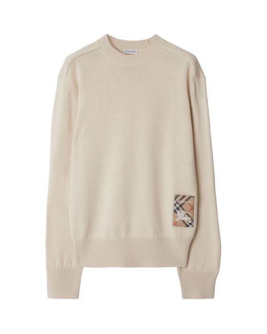 Burberry Women's Natural Wool Logo Label Sweater