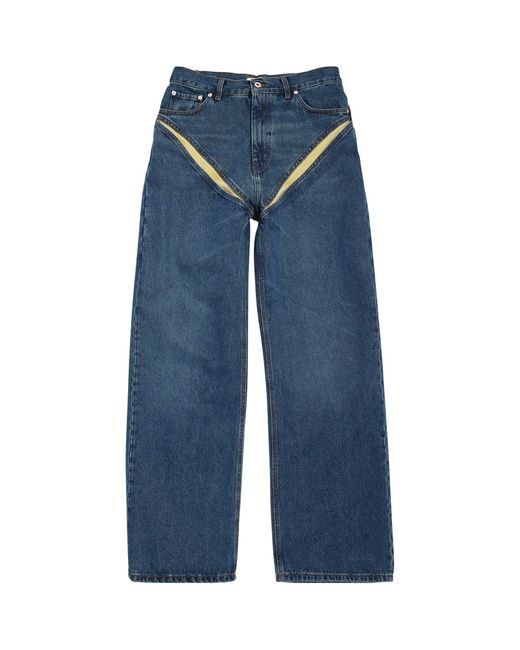 Y. Project Blue Slash Cutout Jeans for men