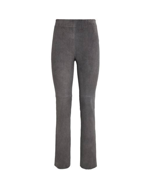 Iris Von Arnim Gray Suede Philine Straight Trousers
