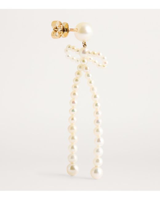 Sophie Bille Brahe White And Freshwater Pearl Bow Rosette Earrings