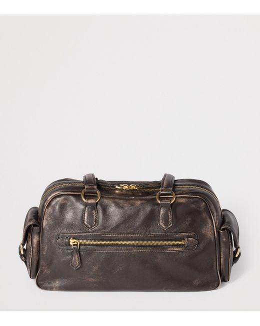 Miu Miu Brown Nappa Leather Pocket Top-Handle Bag
