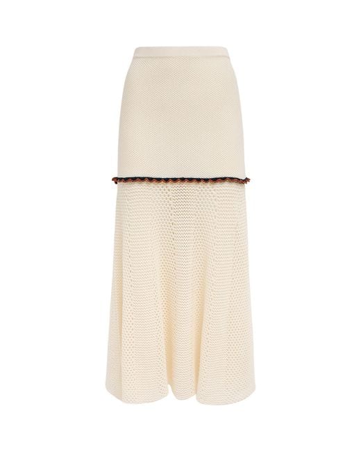 Escvdo Natural Crochet Mural Maxi Skirt