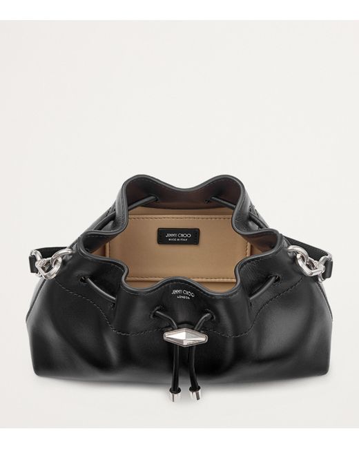 Jimmy Choo Black Small Leather Cinch Bucket Bag