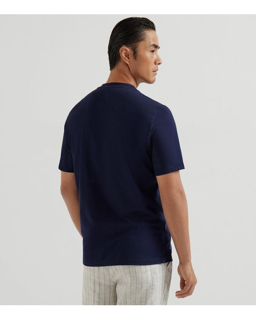 Brunello Cucinelli Blue Cotton Elgin Marbles T-Shirt for men