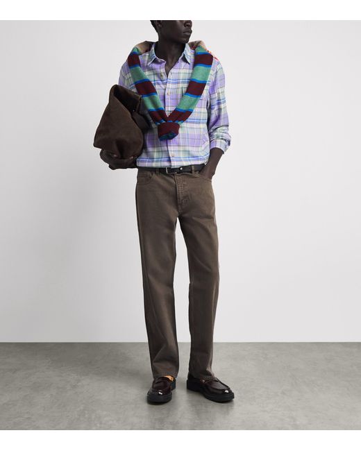 Polo Ralph Lauren Blue Cotton Flannel Check Shirt for men